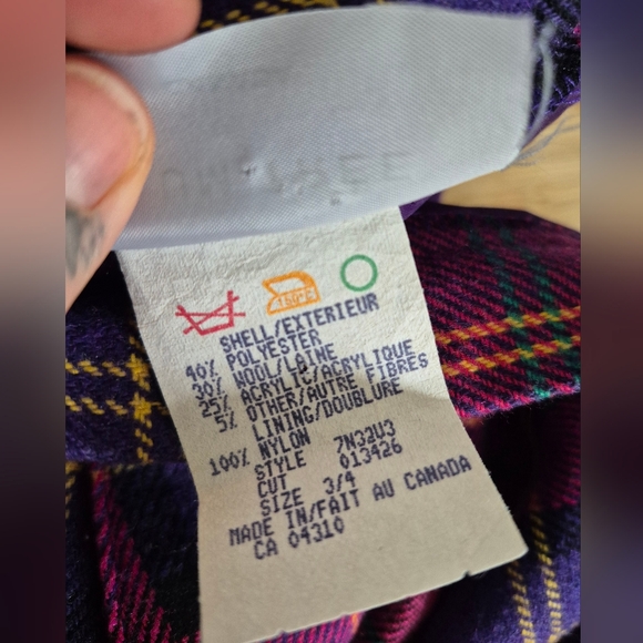 Vintage Plum Tree Canada Pink & Purple Plaid Wool Blend Midi Pencil Skirt - Picture 7 of 8